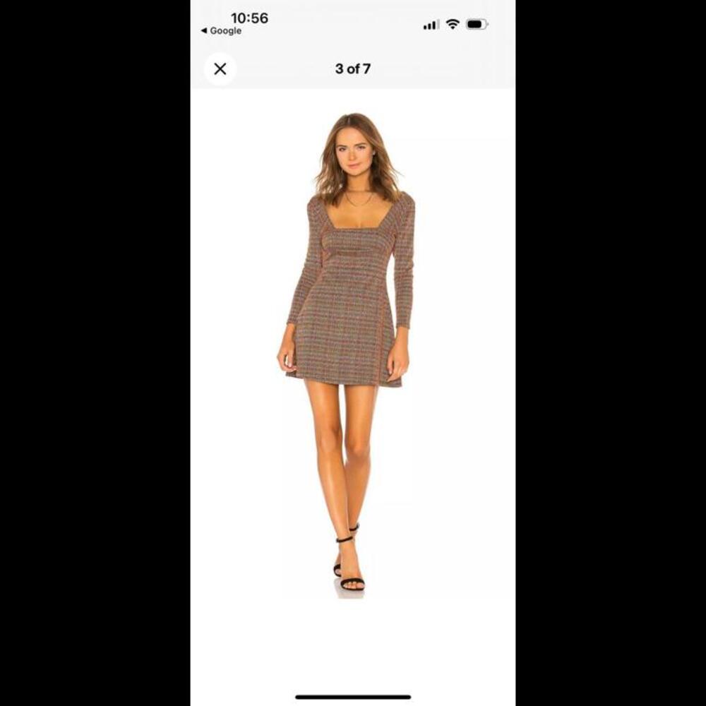 $98 NWT Free People Women's Uptown Girl Mini Dress Brown Multi Color Size 0